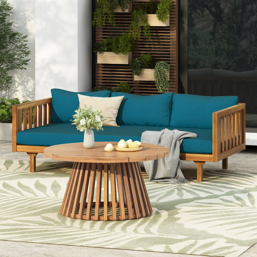 Claremont Patio Furniture Set: 3-Seater Daybed + Acacia Wood Table by HouseOfZazla — product view 2