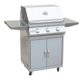 KoKoMo 26” BBQ Grill with 3-Burner Stainless Steel Cart – Freestanding