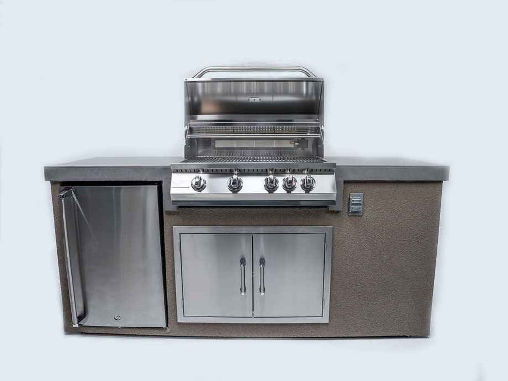 KoKoMo 7' Outdoor Kitchen Island with Grill – Built-In 32” Grill + Fridge by Patio Elegance
