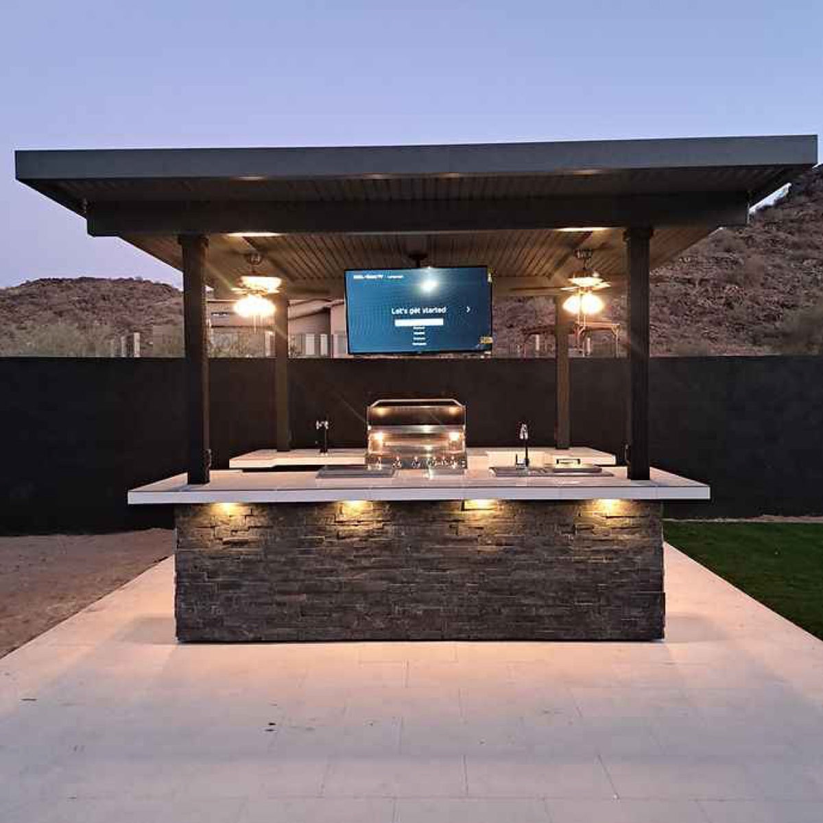KoKoMo Outdoor Kitchen BBQ Island with Dual TVs - Big Island Sports Bar Experience by Patio Elegance