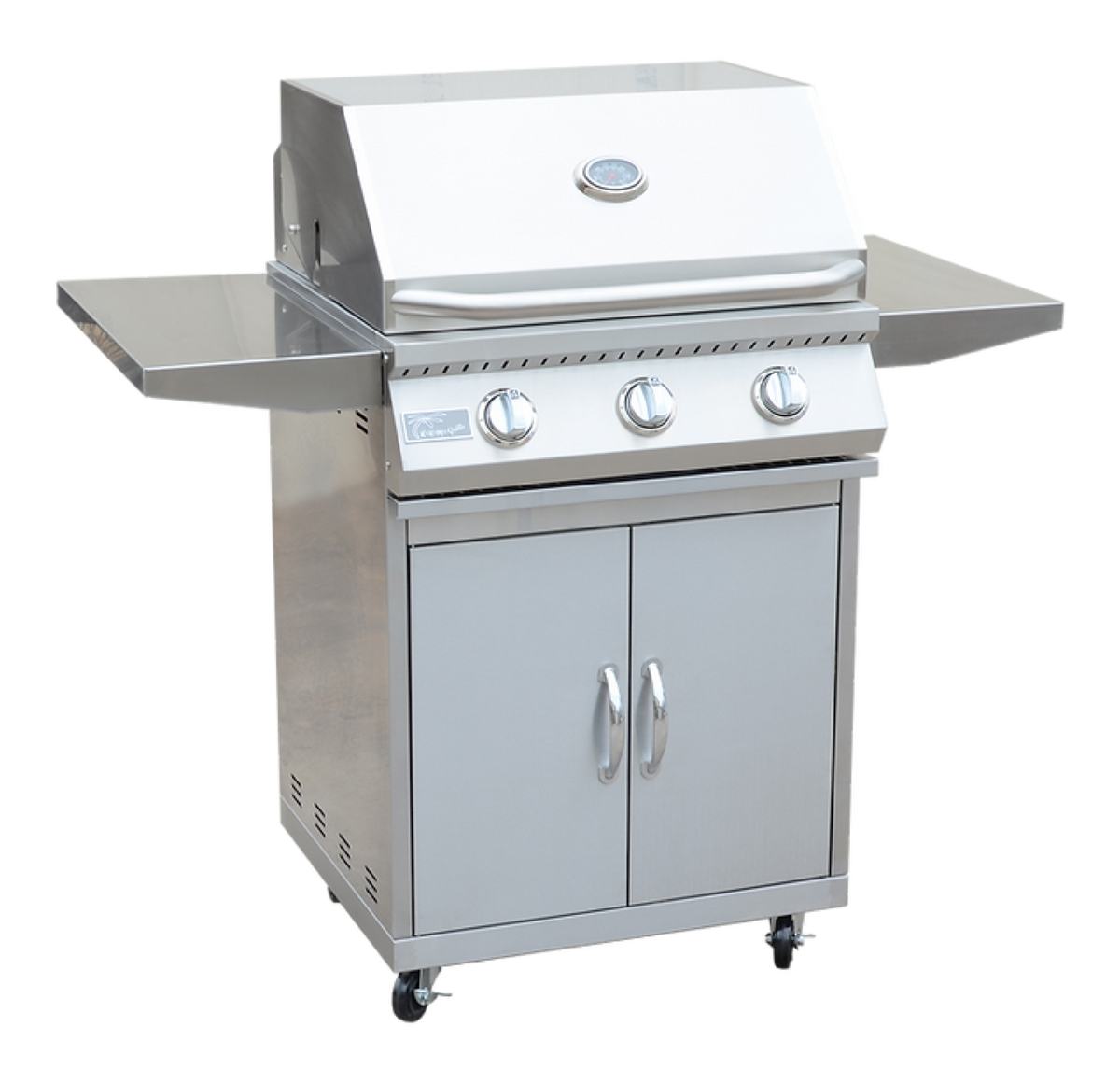 KoKoMo 26” BBQ Grill with 3-Burner Stainless Steel Cart – Freestanding by Patio Elegance