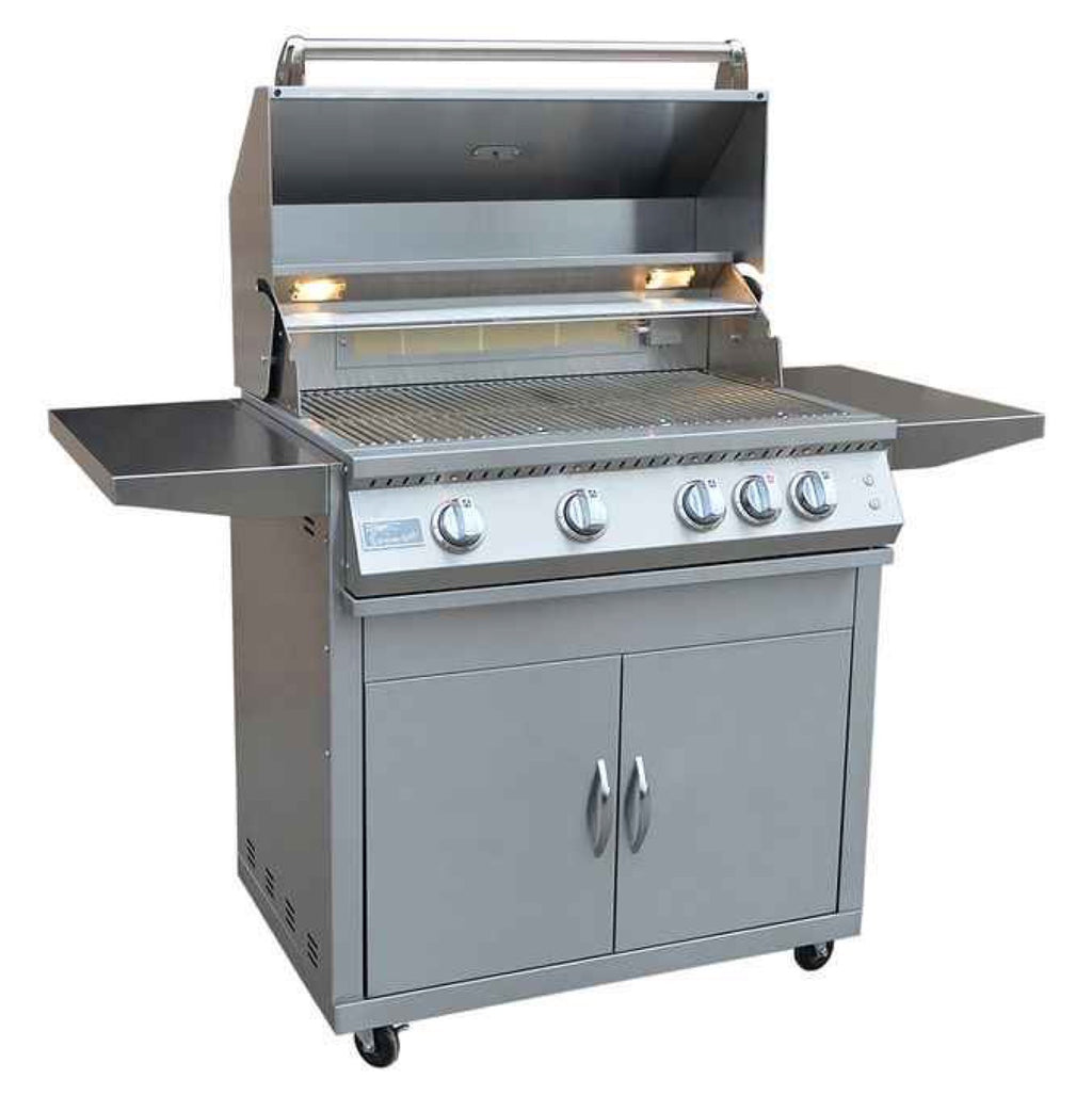 KoKoMo BBQ Grill 32 Inch - Professional 4-Burner Cart Made of Premium 304 Stainless Steel by Patio Elegance