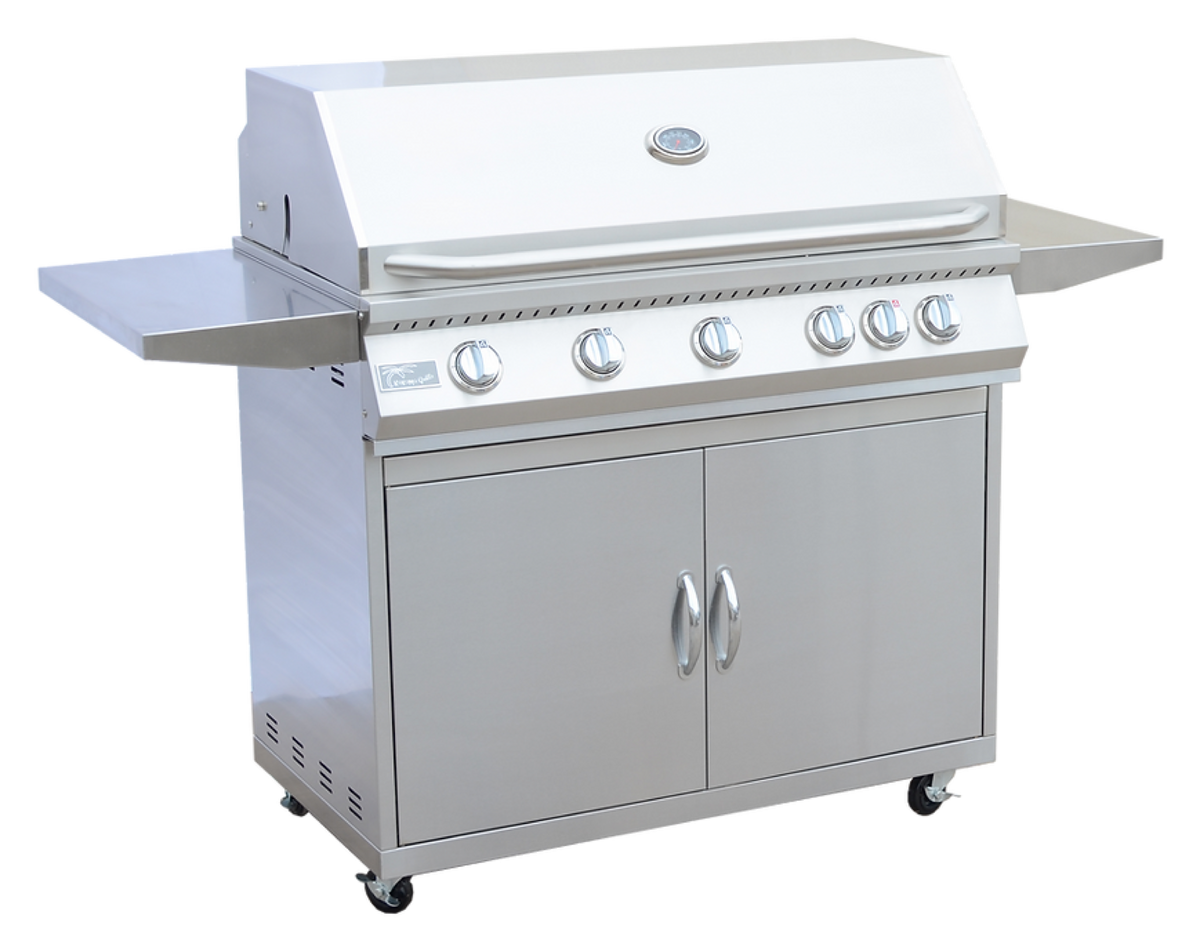 KoKoMo BBQ Grill Classic 40” 5-Burner Freestanding with Cart - 304 Stainless Steel by Patio Elegance