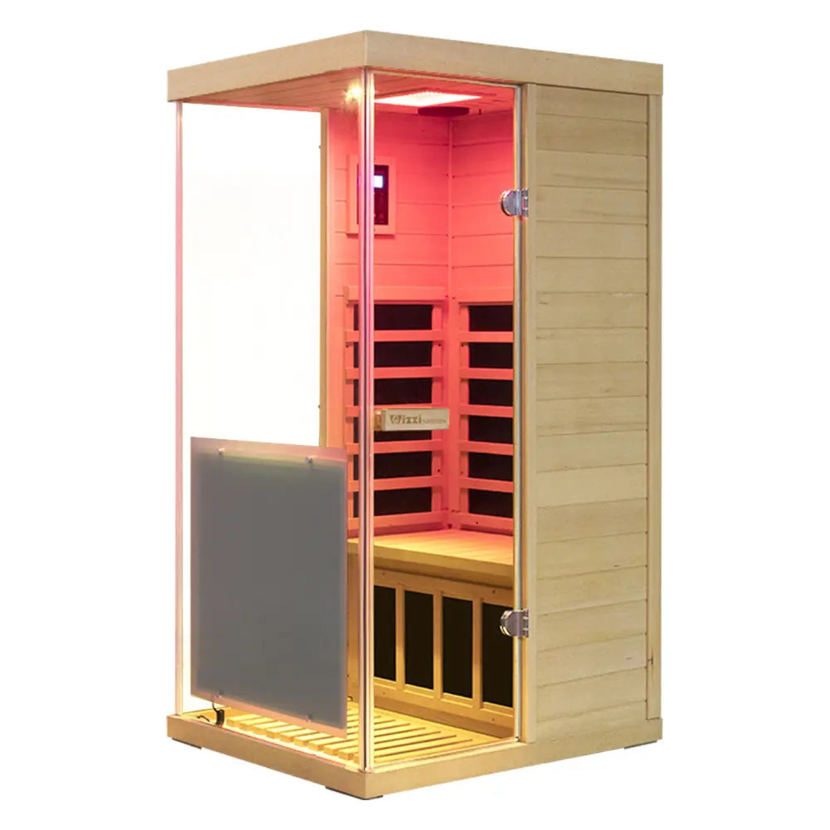 909MX Mini 1 Person Infrared Sauna 3 Sides Large glass panels by Wizzisauna