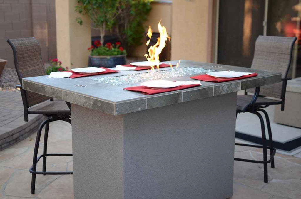 Entertainer Outdoor Fire Pit Table – 6 Ft with Fire Glass (LP/NG Compatible) by Patio Elegance