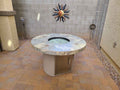 Bahama Outdoor Fire Table - 35,000 BTU Round Dining Height for LP/NG/Wood Use by Patio Elegance
