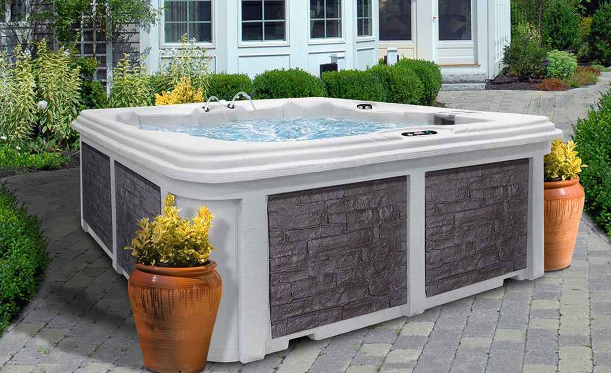 Arcadia Luxury Hot Tub – 7-Person Spa with Dual Captain’s Chairs & Open Footwell, 8' Design by Patio Elegance