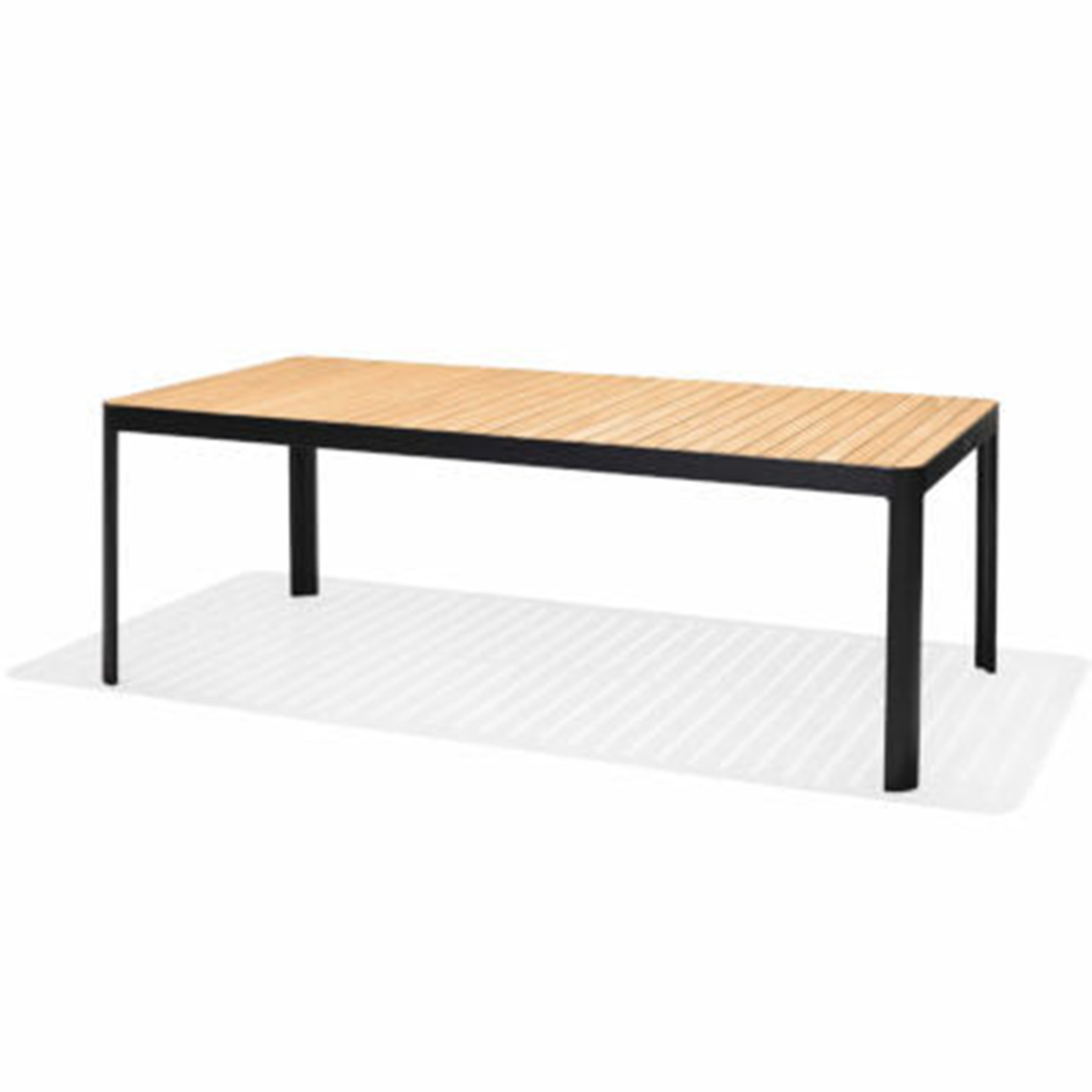 Portals Dark Rectangular Teak Table and 8 Nassau Black Dining Set by LifestyleGarden US — product view 14