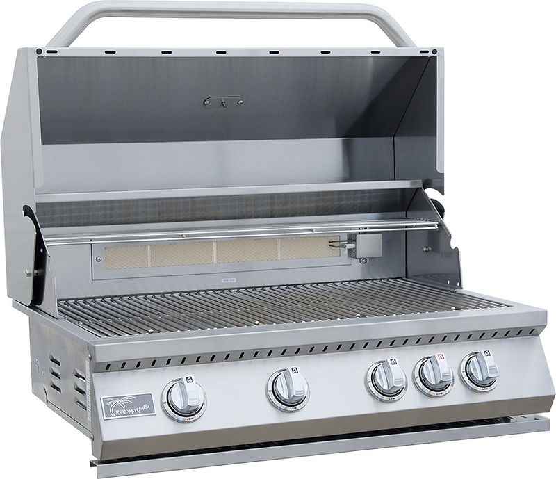 KoKoMo 7' Outdoor Kitchen Island with Grill – Built-In 32” Grill + Fridge