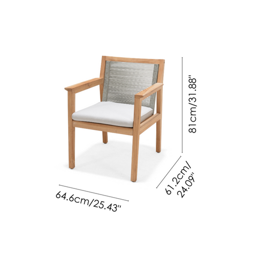 Agate Teak and Rope Armchair Green