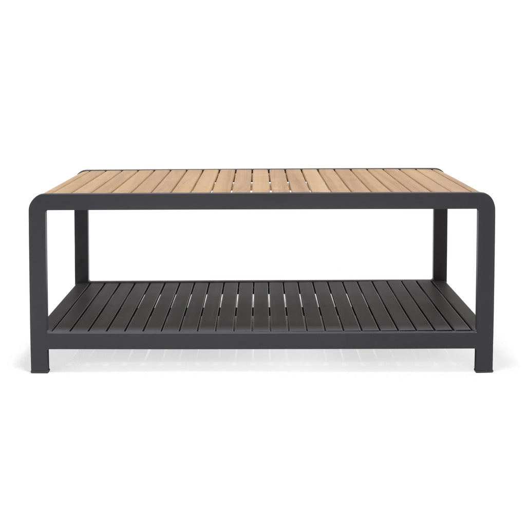 Amber Teak and Aluminum Rectangular Coffee Table