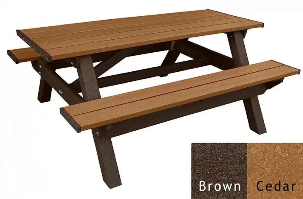 Deluxe Picnic Table – 6′ Durable Recycled Plastic Outdoor Seating