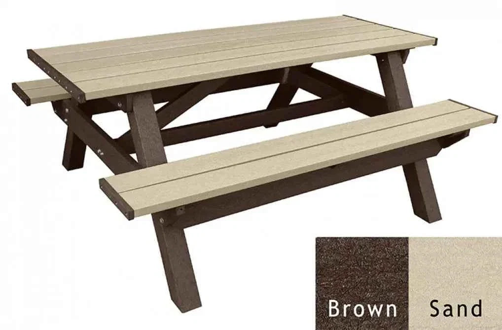 Deluxe Picnic Table – 6′ Durable Recycled Plastic Outdoor Seating