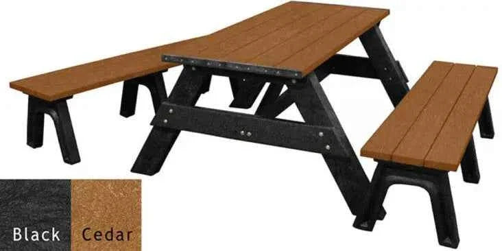 Deluxe Recycled Picnic Table with Detached Benches - Eco-Friendly Outdoor Seating