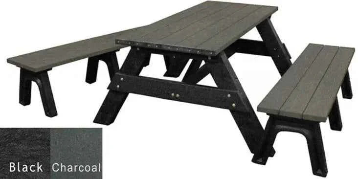 Deluxe Recycled Picnic Table with Detached Benches - Eco-Friendly Outdoor Seating