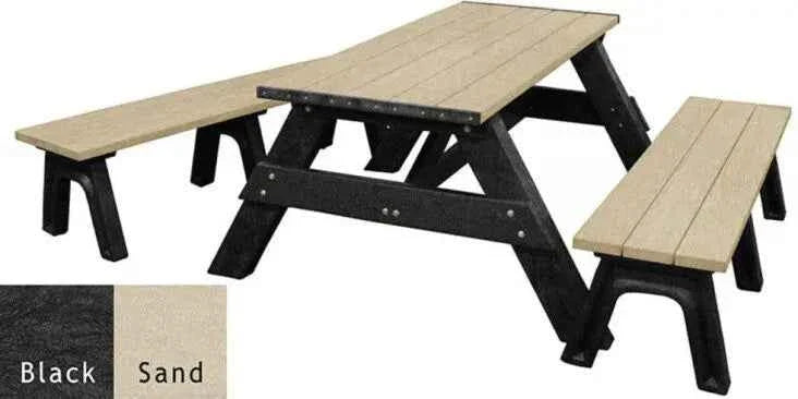 Deluxe Recycled Picnic Table with Detached Benches - Eco-Friendly Outdoor Seating