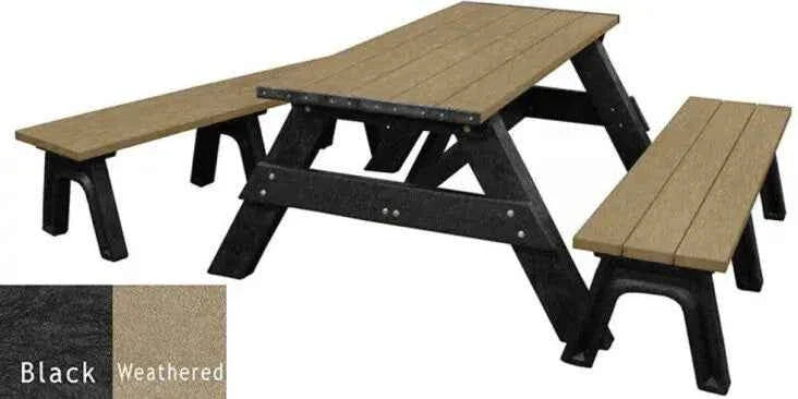Deluxe Recycled Picnic Table with Detached Benches - Eco-Friendly Outdoor Seating