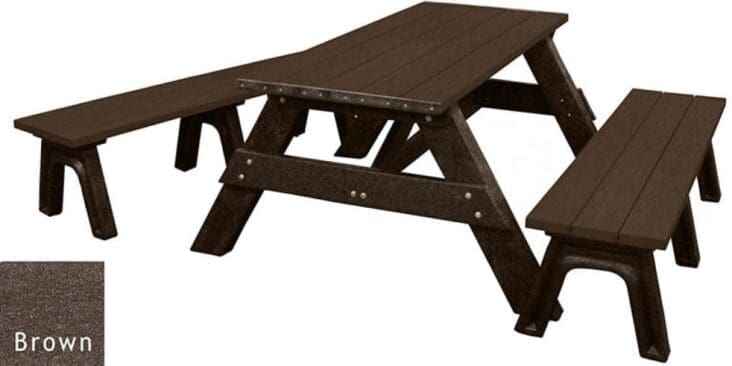 Deluxe Recycled Picnic Table with Detached Benches - Eco-Friendly Outdoor Seating
