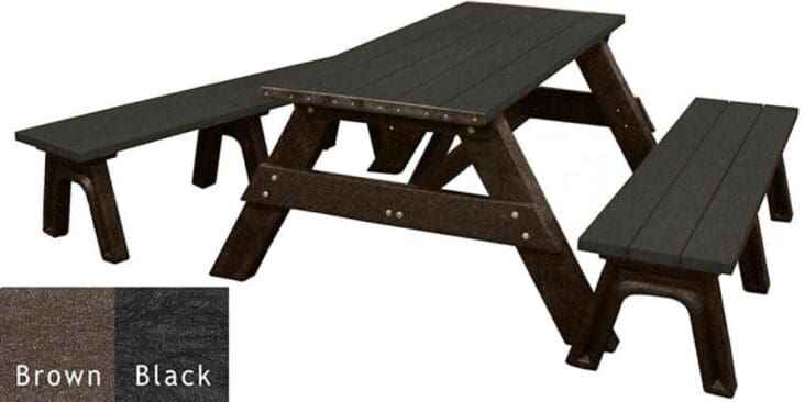 Deluxe Recycled Picnic Table with Detached Benches - Eco-Friendly Outdoor Seating
