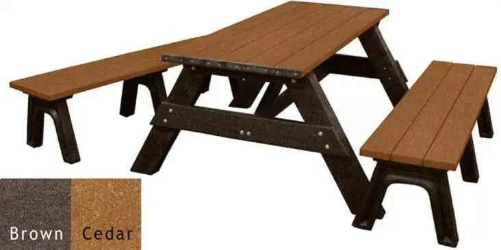 Deluxe Recycled Picnic Table with Detached Benches - Eco-Friendly Outdoor Seating