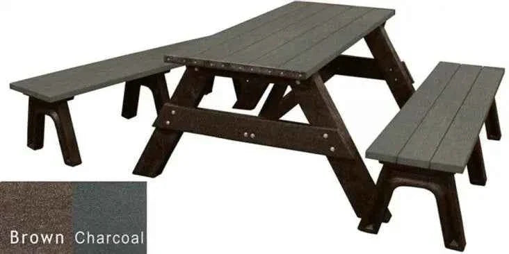 Deluxe Recycled Picnic Table with Detached Benches - Eco-Friendly Outdoor Seating