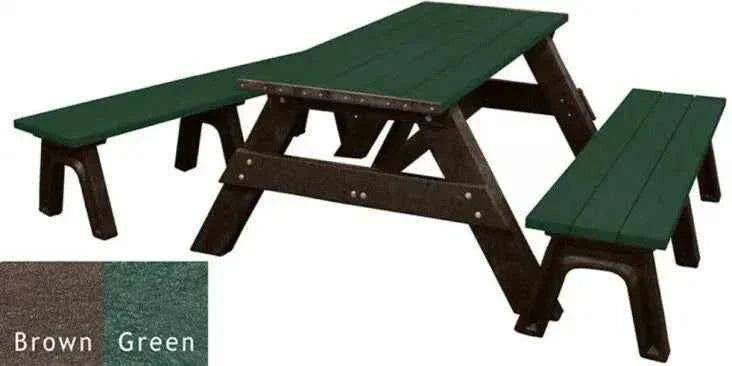 Deluxe Recycled Picnic Table with Detached Benches - Eco-Friendly Outdoor Seating