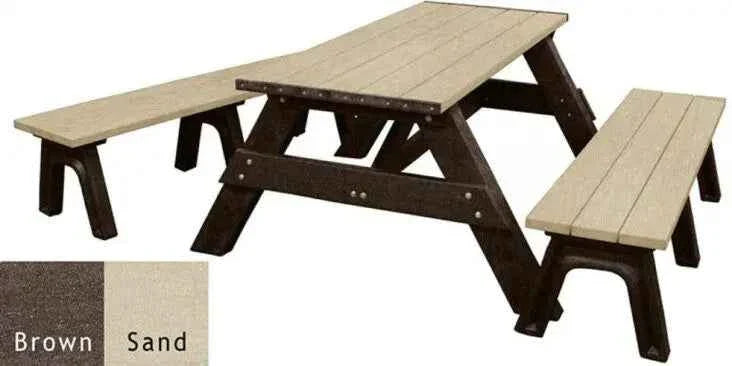 Deluxe Recycled Picnic Table with Detached Benches - Eco-Friendly Outdoor Seating