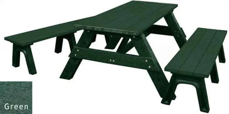 Deluxe Recycled Picnic Table with Detached Benches - Eco-Friendly Outdoor Seating