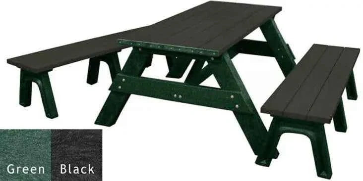 Deluxe Recycled Picnic Table with Detached Benches - Eco-Friendly Outdoor Seating