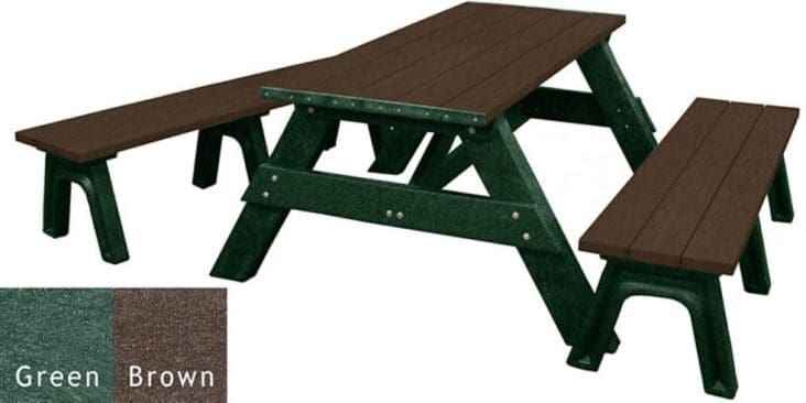Deluxe Recycled Picnic Table with Detached Benches - Eco-Friendly Outdoor Seating