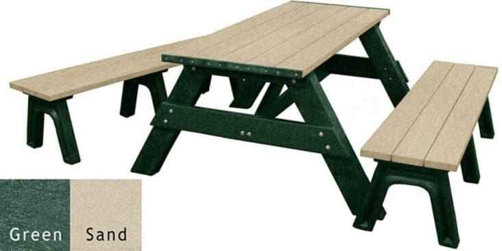 Deluxe Recycled Picnic Table with Detached Benches - Eco-Friendly Outdoor Seating