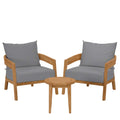 Modway Brisbane Outdoor Patio Set - 3-Piece Grey Teak Furniture for Stylish Patios