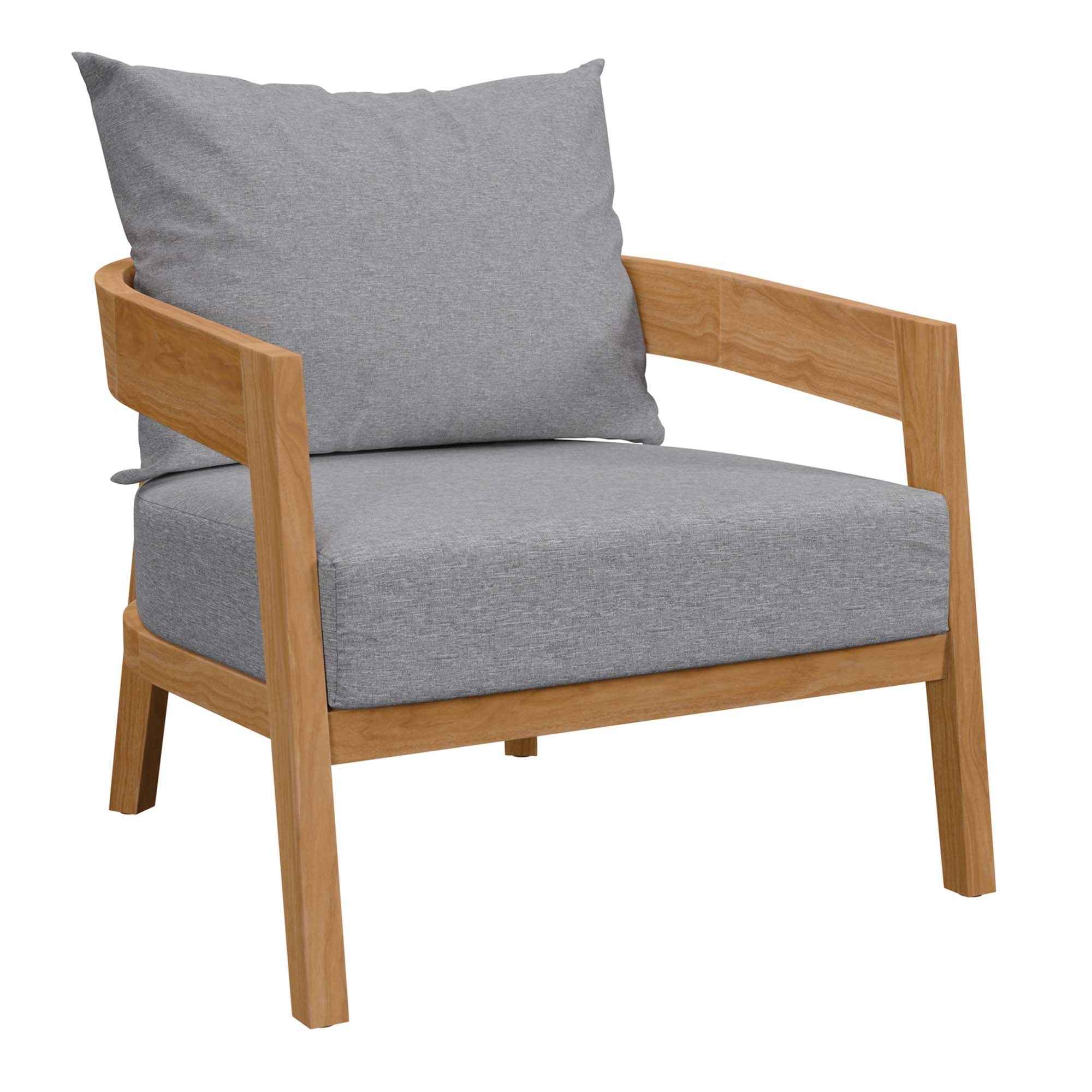 Modway Brisbane Outdoor Patio Set - 3-Piece Grey Teak Furniture for Stylish Patios