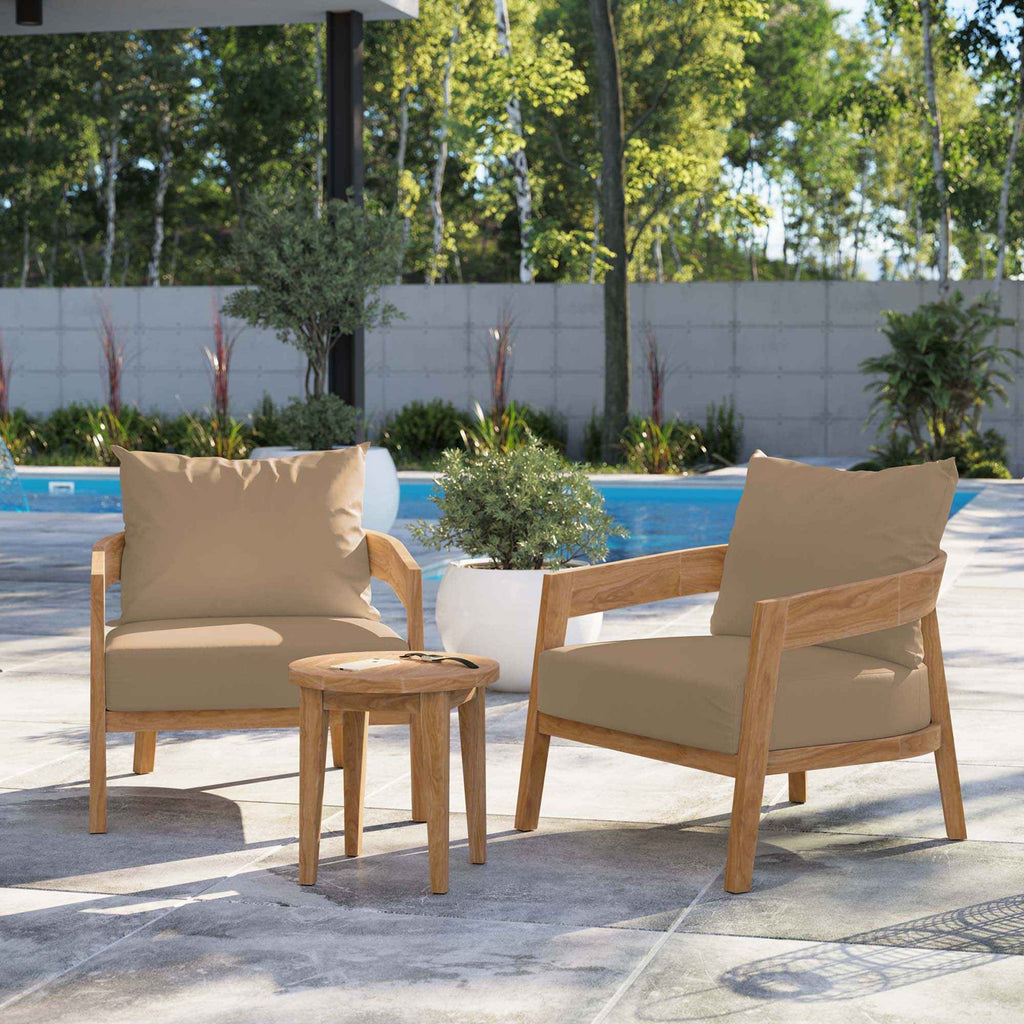 Brisbane Teak Outdoor Patio Set - Stylish 3-Piece Design by Modway