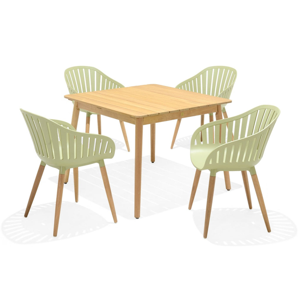Nassau 5 Piece Square Dining Set – Sage Green Social Plastic®