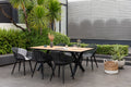 Panama Dark Rectangular Table and 6 Nassau Black Aluminum