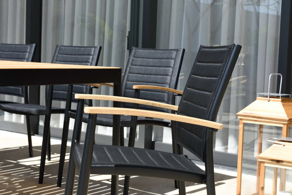Portals Dark Lite FSC Teak Wood and Aluminum Rectangular Dining Set