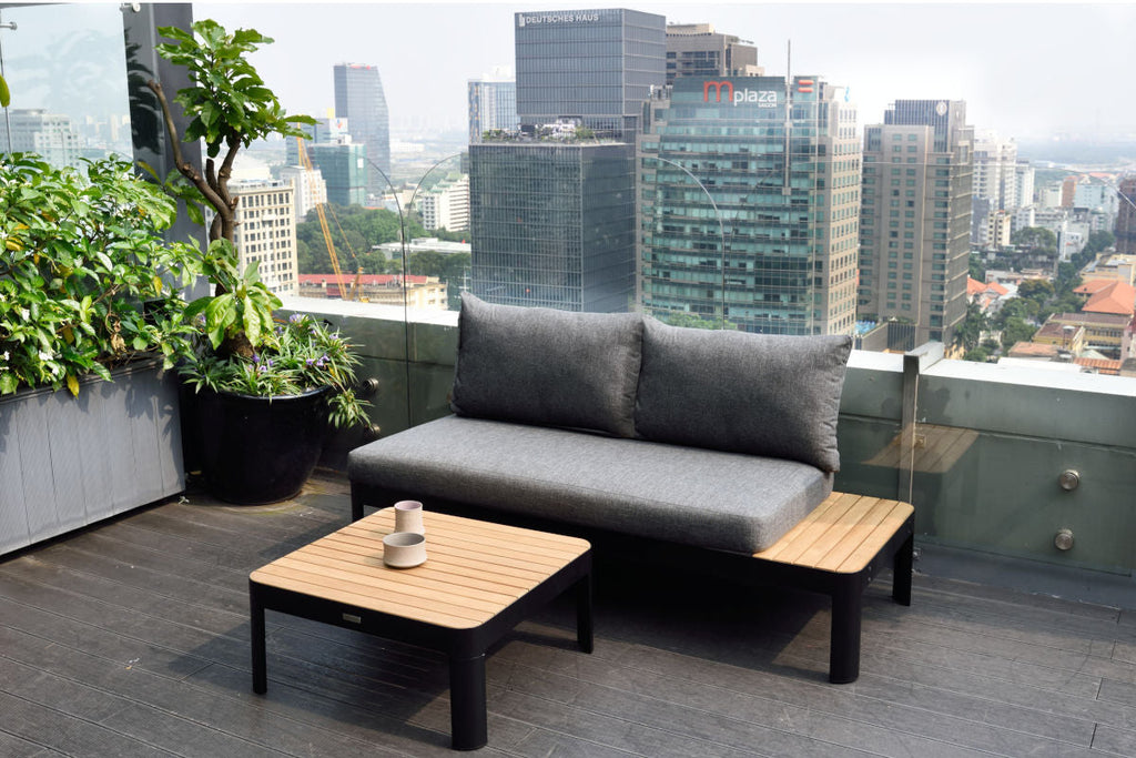 Portals Teak and Aluminum Modular Sofa 3pc Set
