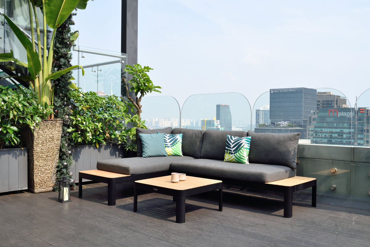 Portals Teak and Aluminum Modular Sofa 3pc Set by LifestyleGarden US — product view 2