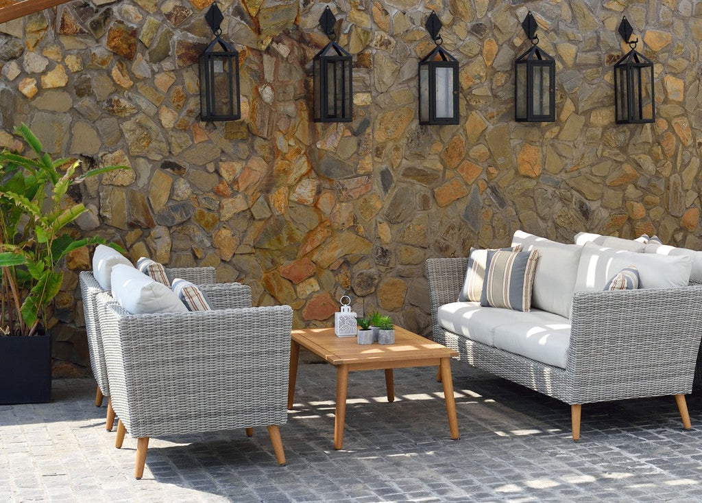 Panther Outdoor Patio Wicker and FSC Wood Seating Set