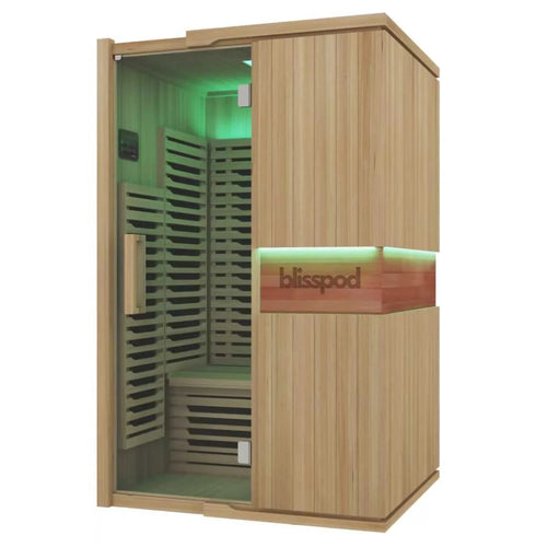 Blisspod | Milano | Full Spectrum Sauna | Canadian Hemlock Wood | Ultra Low EMF | 5 Far Infrared & 1 Red Glass Heater |…