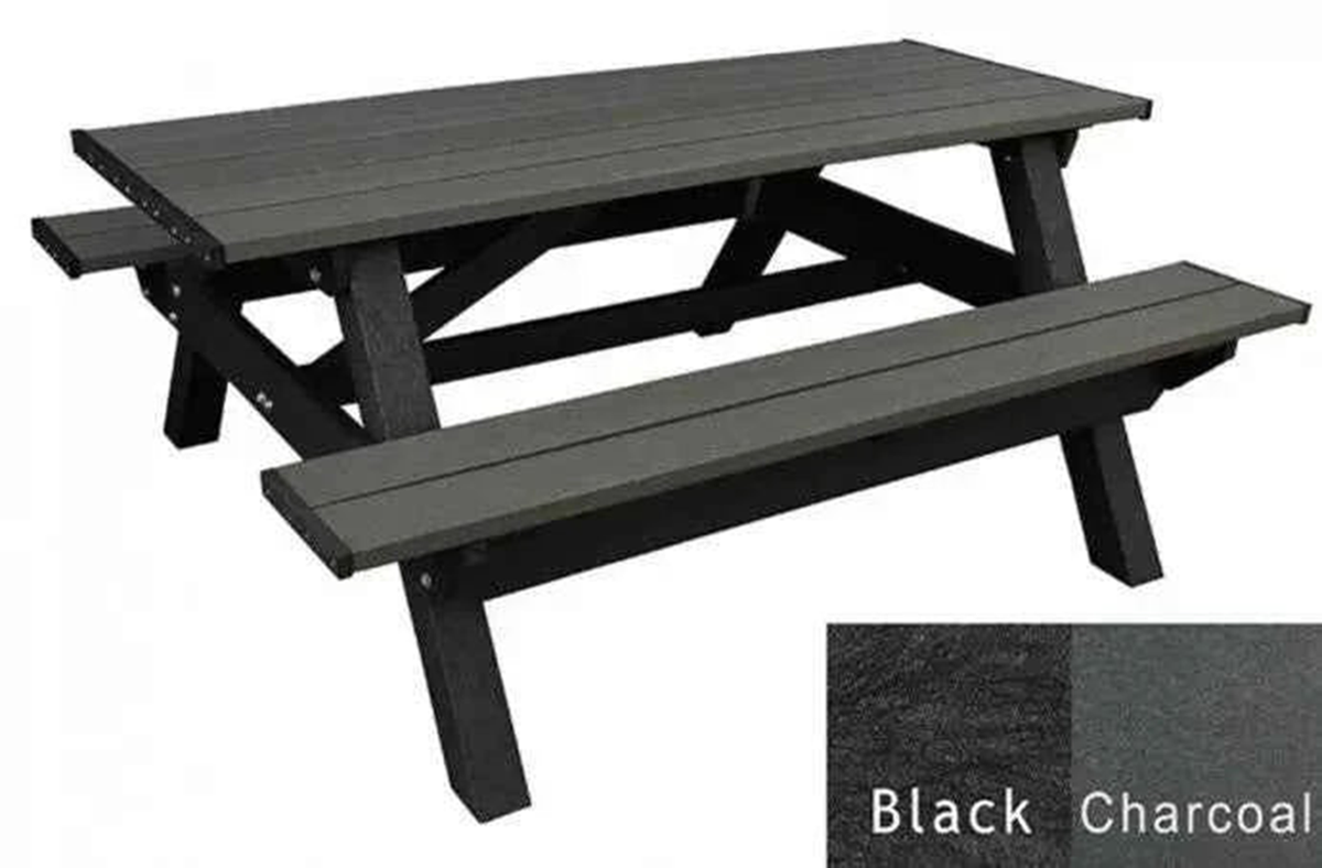 Deluxe Picnic Table – 6′ Durable Recycled Plastic Outdoor Seating by Patio Elegance — product view 4