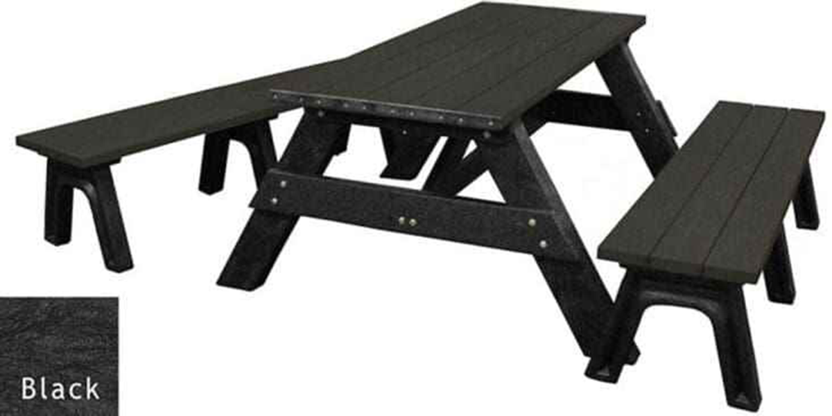 Deluxe Recycled Picnic Table with Detached Benches - Eco-Friendly Outdoor Seating by Patio Elegance
